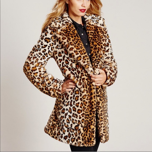 Calvin Klein Leopard Print Faux Fur 